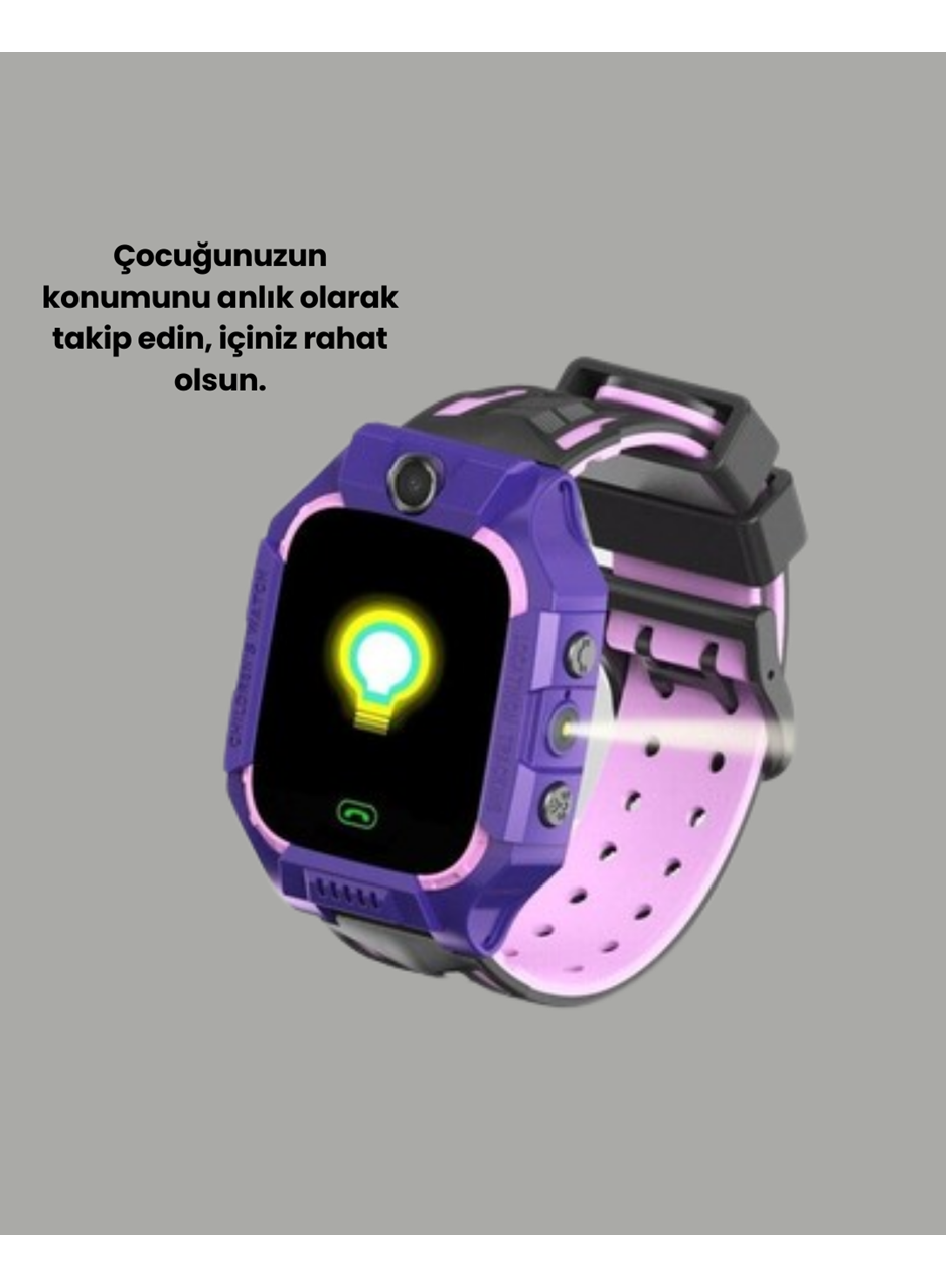 S10 Akıllı Çocuk Saati Mor Model Çift Yönlü Konuşma ve SOS Fonksiyonu