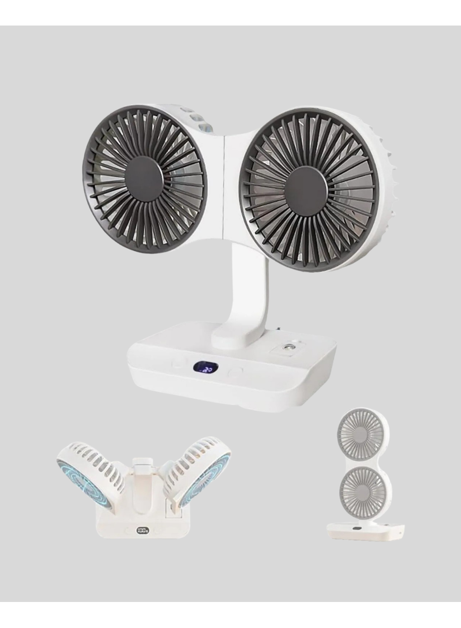 720° Döner Çift Taraflı Masaüstü Vantilatör – USB Şarjlı Sessiz Fan