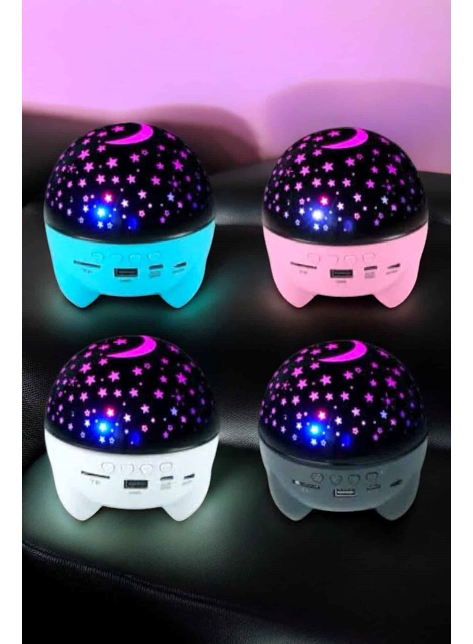 Gece Lambası Projeksiyon Görünümlü Şarjlı Yıldızlı Yuvarlak