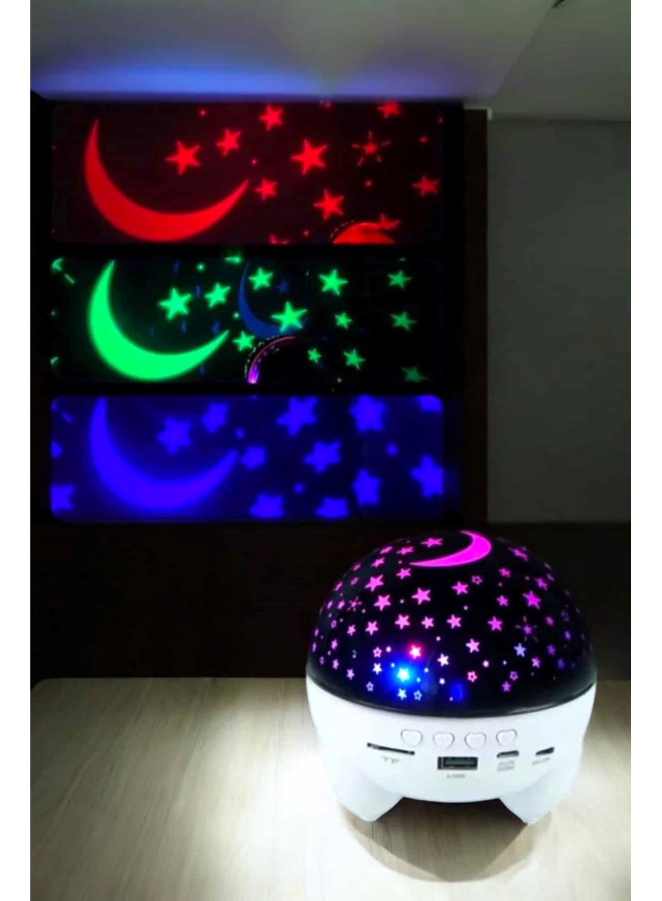 Gece Lambası Projeksiyon Görünümlü Şarjlı Yıldızlı Yuvarlak
