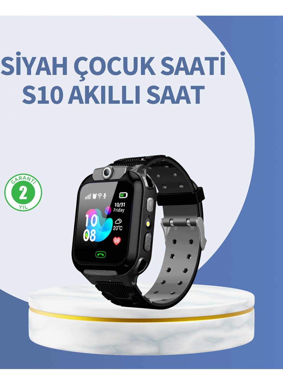 S10 Siyah Akıllı Çocuk Saati Anlık Konum Takibi ve Rota Geçmişi