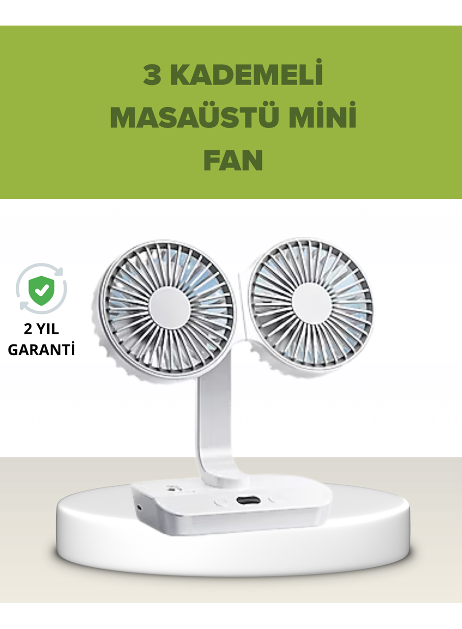 Çift Kafalı Masaüstü ve Duvar Tipi Sessiz USB Şarjlı Fan