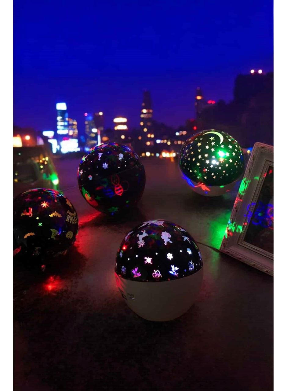 Gece Lambası Projeksiyon Görünümlü Şarjlı Yıldızlı Yuvarlak