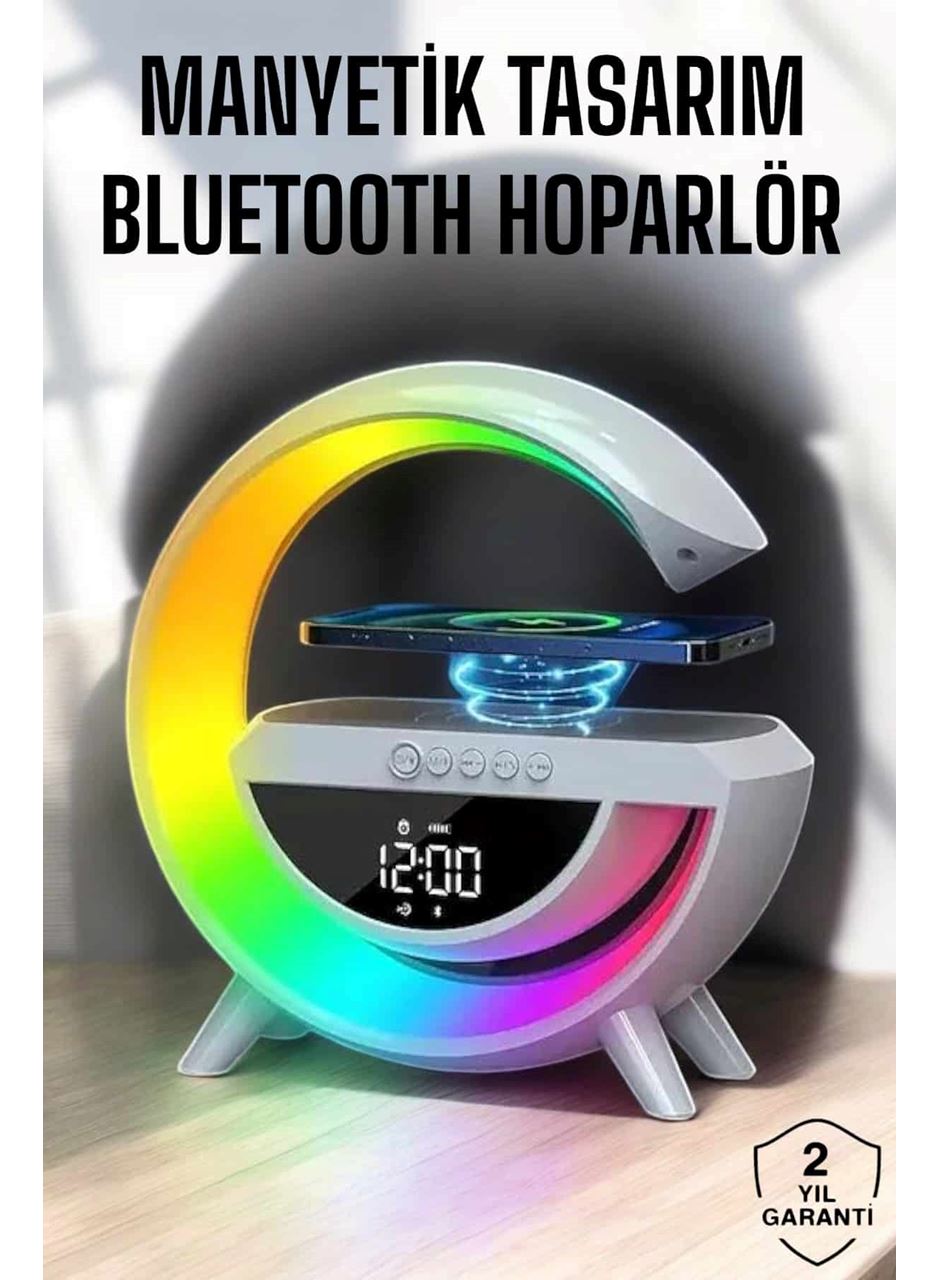 Bluetooth Hoparlör Dijital Göstergeli Wireless Şarj RGB Işıklı