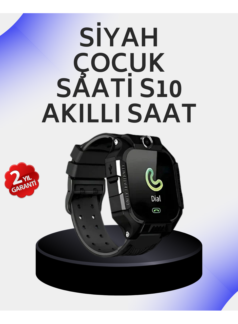 S10 Akıllı Çocuk Saati Siyah Tasarım Adımsayar ve Alarm Fonksiyonu