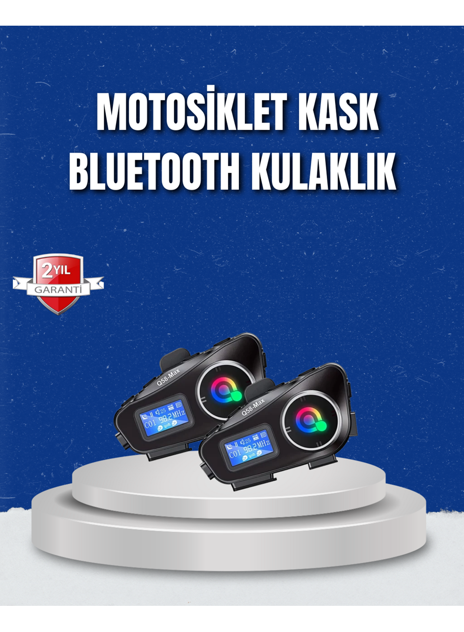 LCD Ekranlı Bluetooth Kask Kulaklığı FM Radyo ve SD Kart Girişli