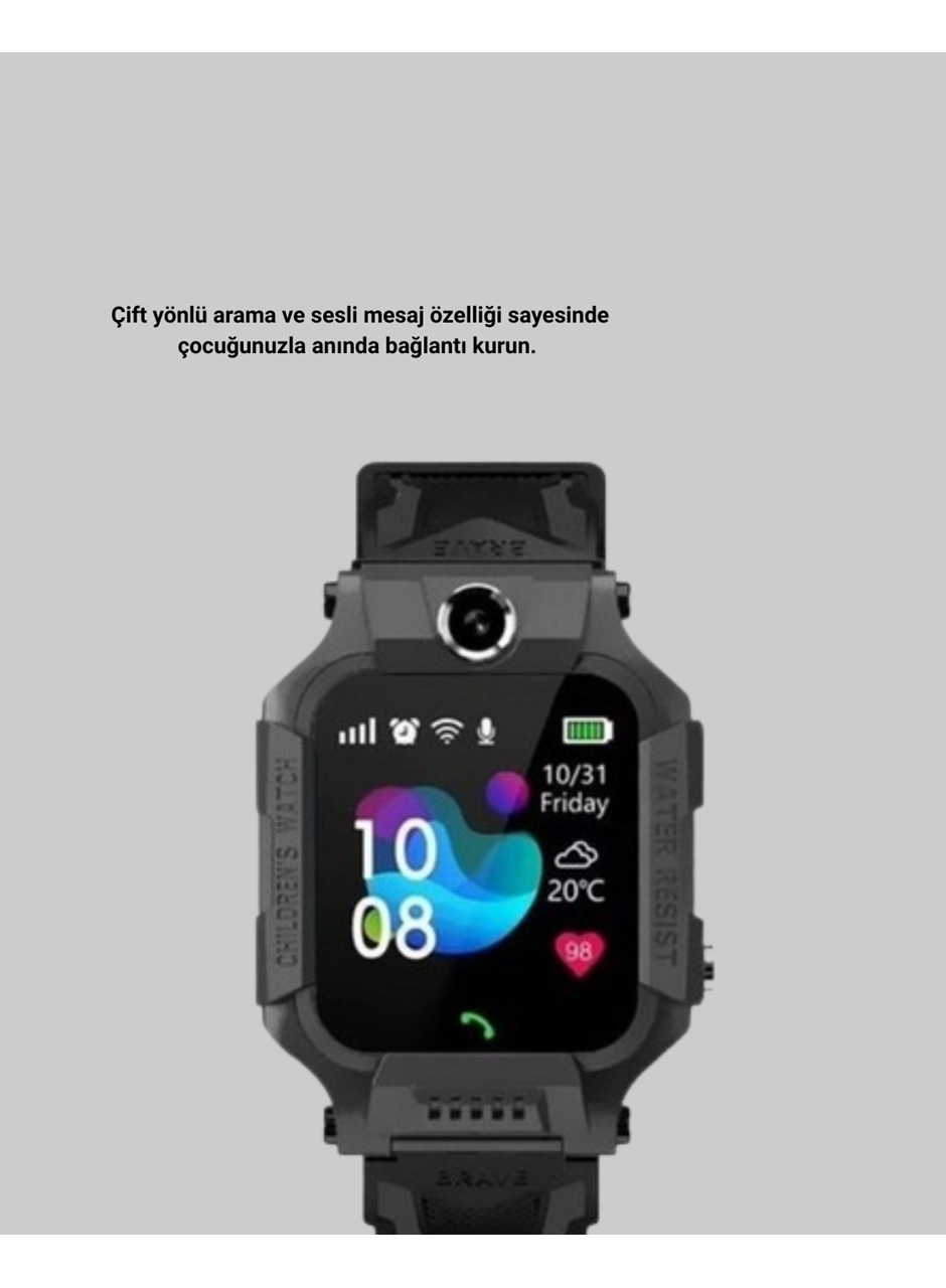 S10 Akıllı Çocuk Saati Siyah Tasarım Adımsayar ve Alarm Fonksiyonu