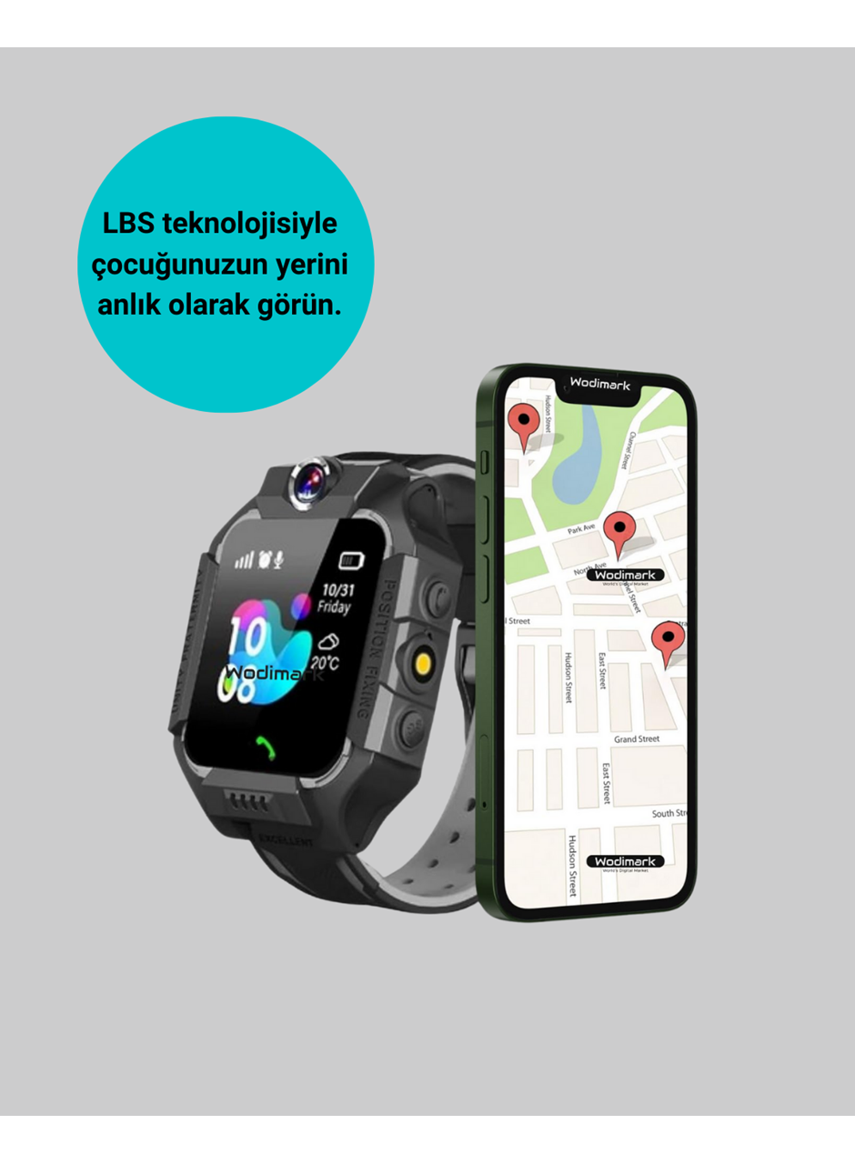 S10 Akıllı Çocuk Saati Siyah Tasarım Adımsayar ve Alarm Fonksiyonu