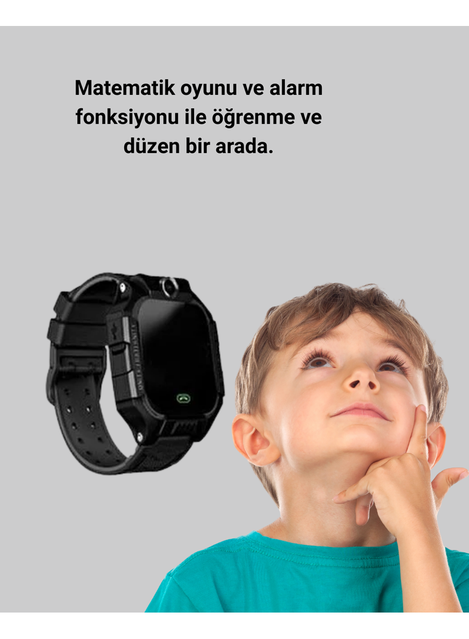 S10 Akıllı Çocuk Saati Siyah Tasarım Adımsayar ve Alarm Fonksiyonu