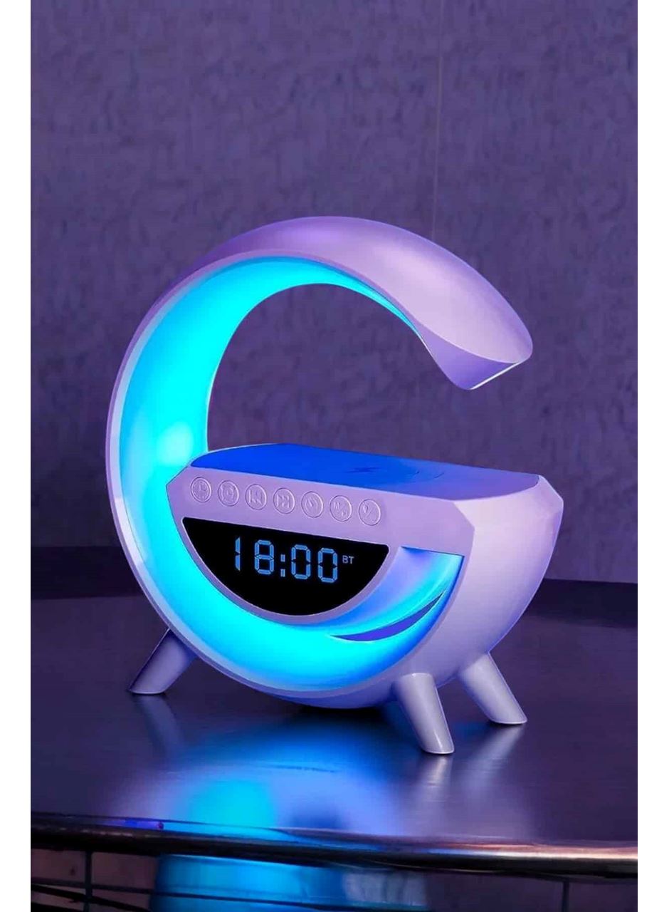 Bluetooth Hoparlör 15W Kablosuz Hızlı Şarj LED Gece Lambası