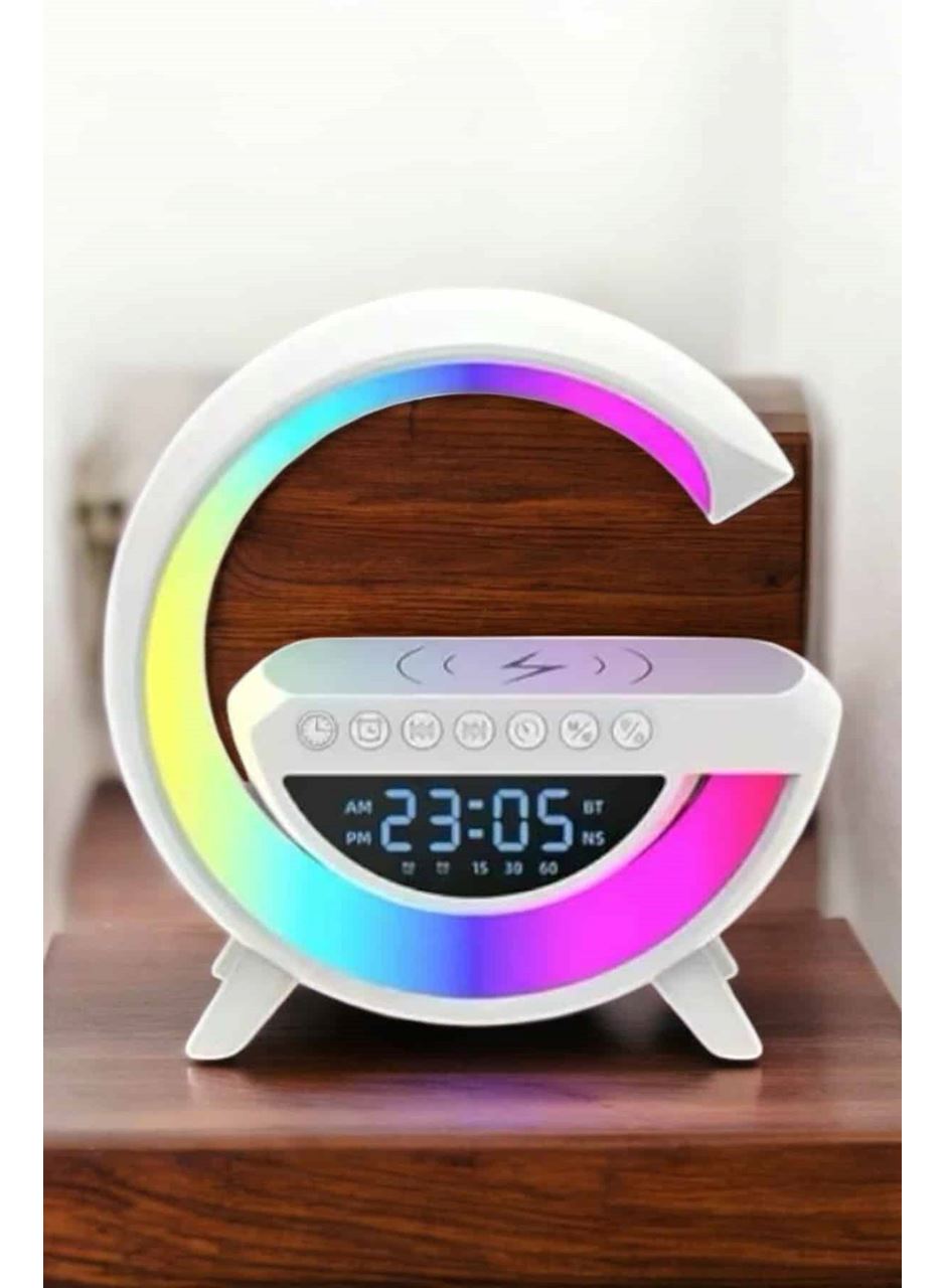 Bluetooth Hoparlör 15W Kablosuz Hızlı Şarj LED Gece Lambası