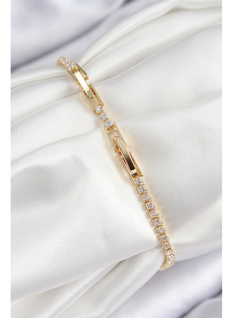 Pirinç Zirkon Taşlı Nazar Model Gold Renk Kadın Bileklik