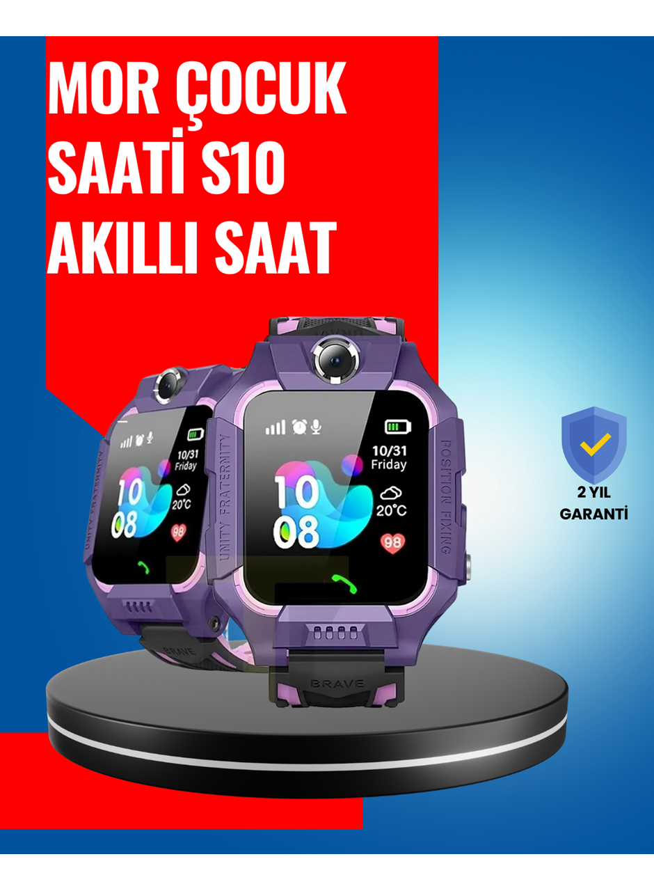 S10 Mor Akıllı Çocuk Saati Geçmiş Konum ve Acil Durum Uyarılı