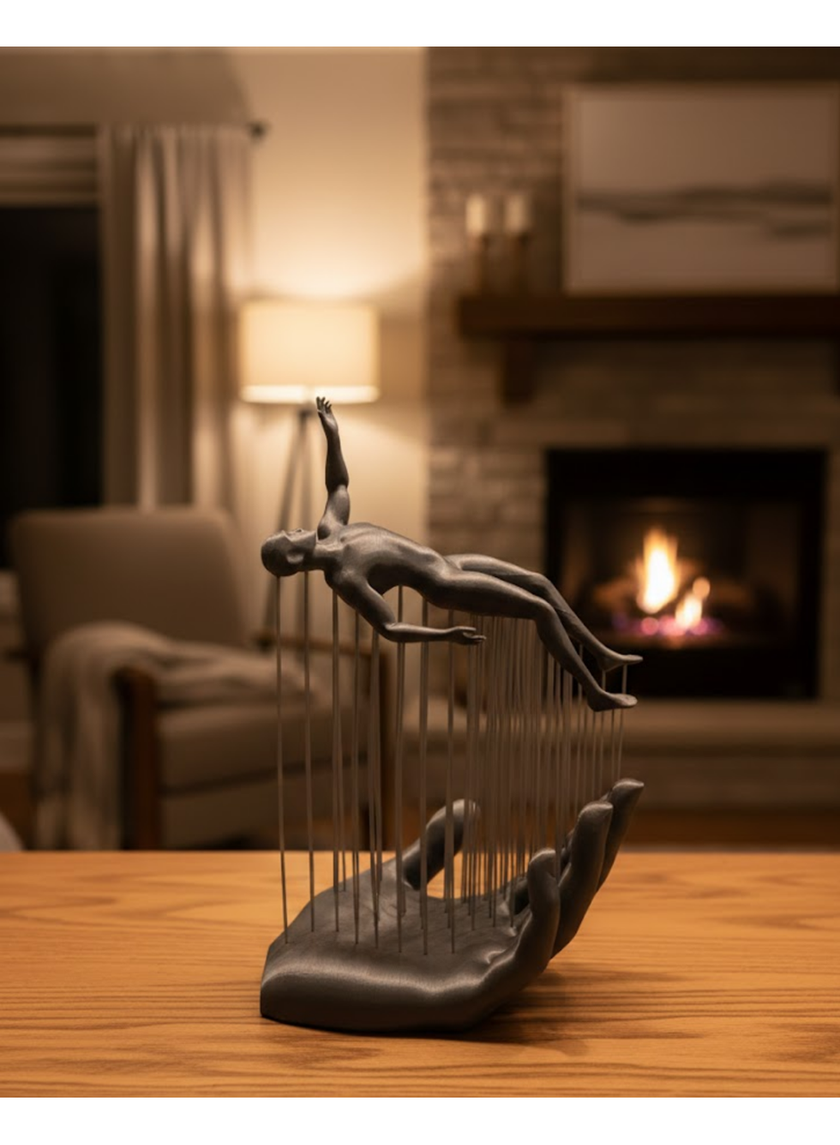 3D El İnsan Figürü Gri Modern Ev ve Ofis Dekoru