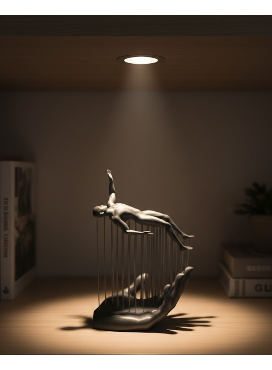 3D El İnsan Figürü Gri Soyut Modern Dekoratif Biblo