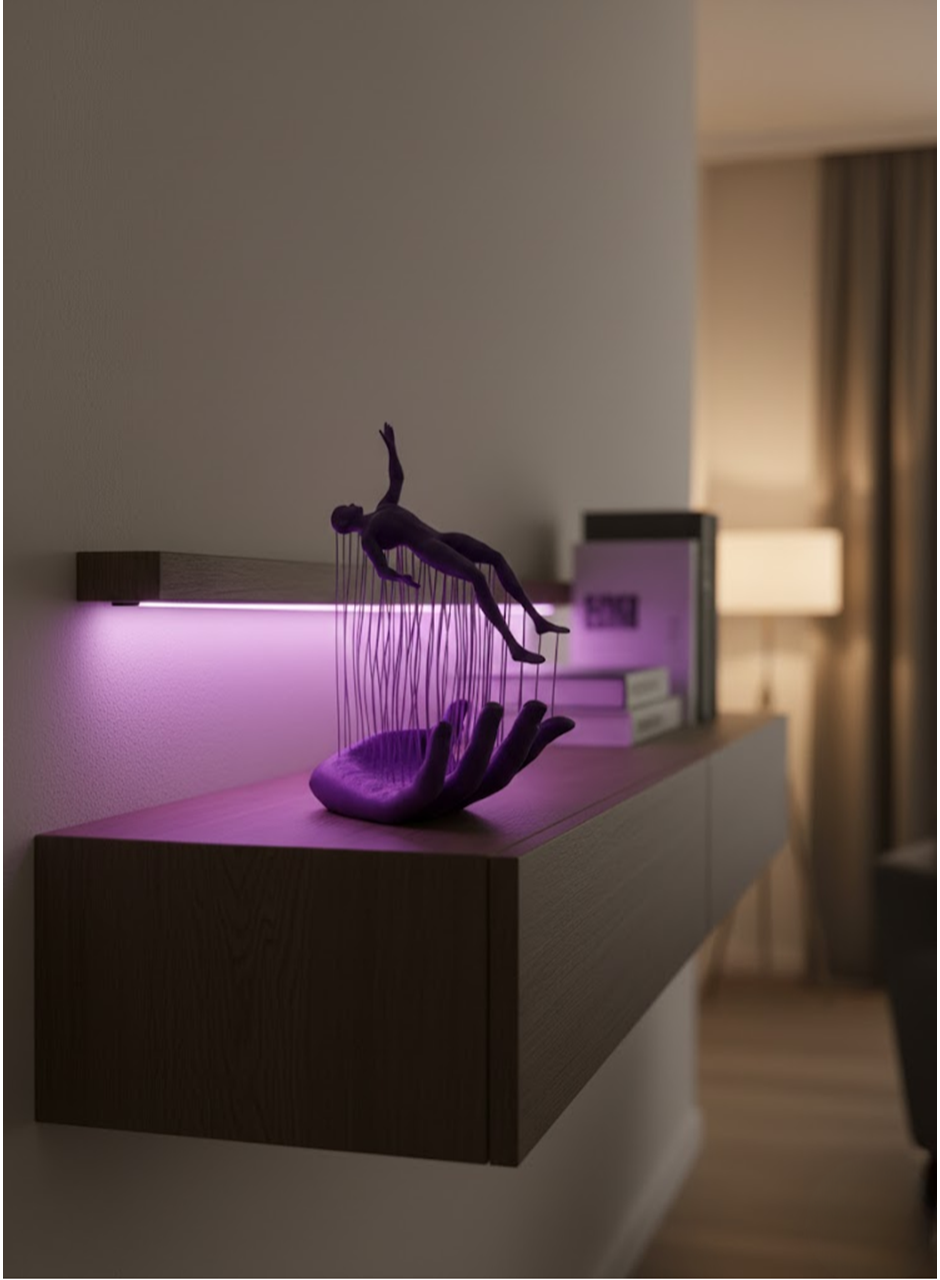 Mor El İnsan Figürü Dekoratif Biblo Minimal Modern Salon Raf ve Masa Üstü Aksesuar