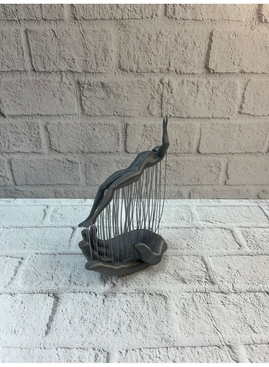 3D El İnsan Figürü Gri Soyut Modern Dekoratif Biblo