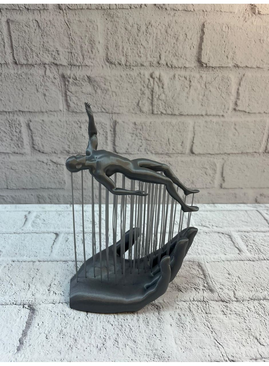 3D El İnsan Figürü Gri Soyut Modern Dekoratif Biblo