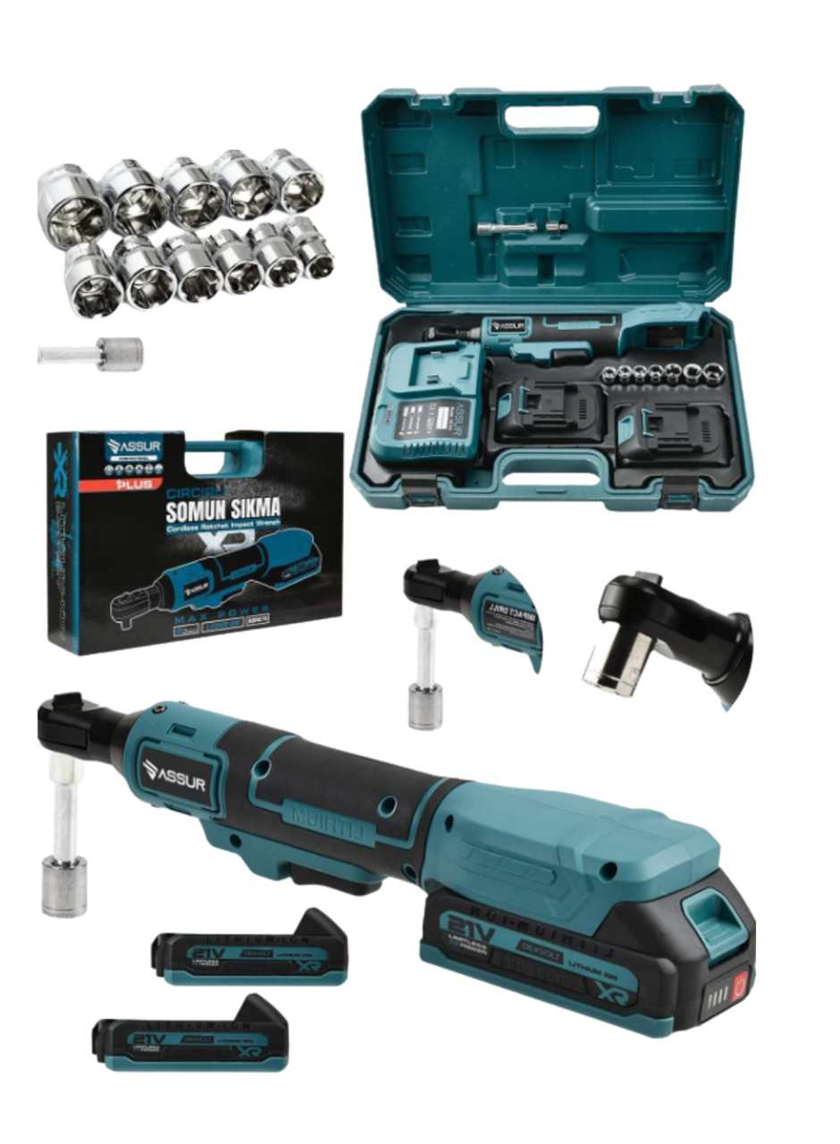 Yandan Sıkma Somun Sökme ve Sıkma Akülü Cırcır Anahtarı