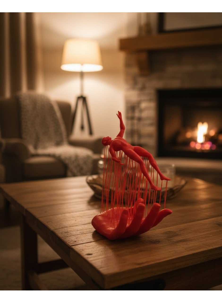 3D El Formlu İnsan Figürü Kırmızı Modern Soyut Dekoratif Biblo 12x18 cm