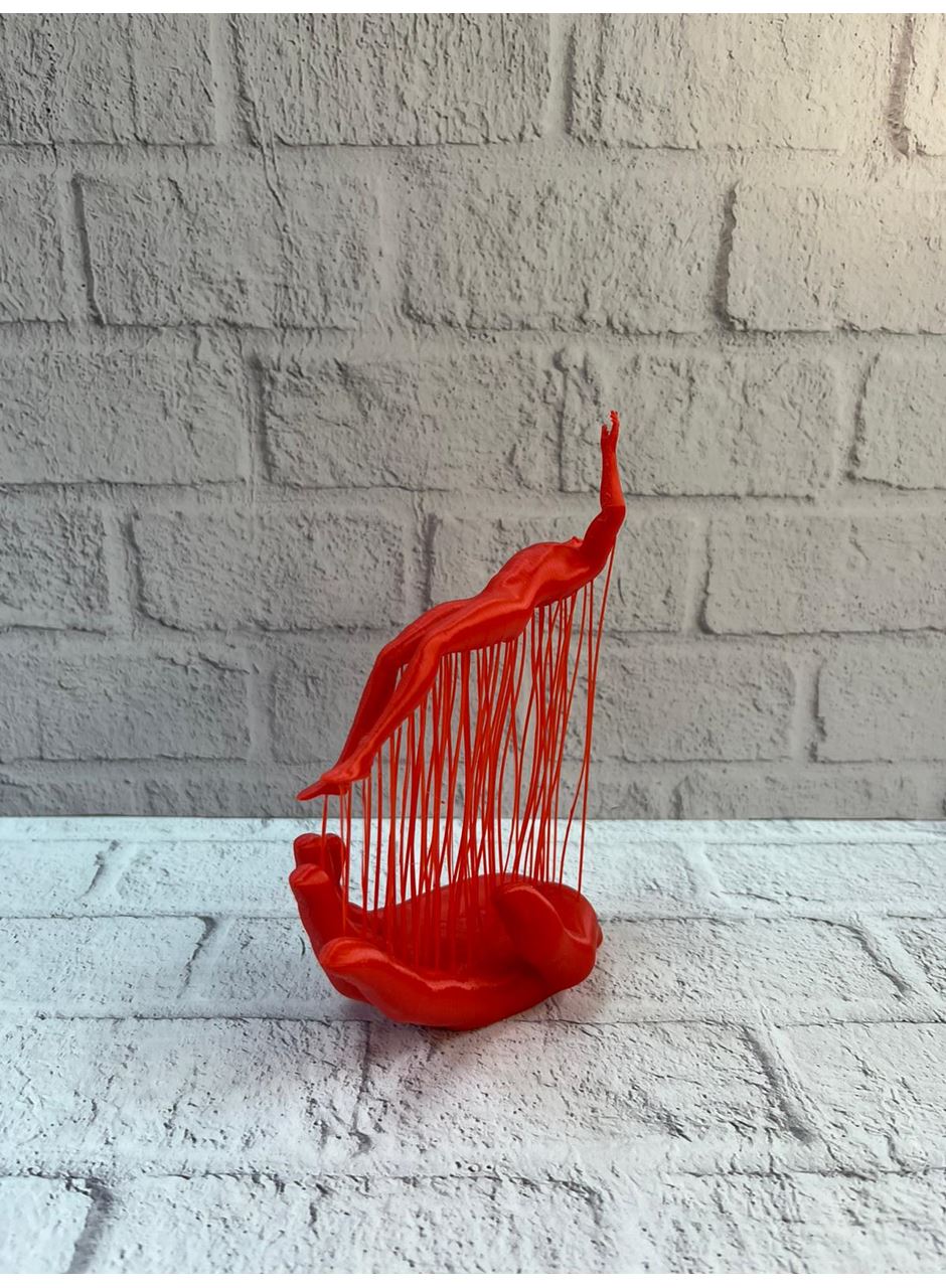 3D El Formlu İnsan Figürü Kırmızı Modern Soyut Dekoratif Biblo 12x18 cm