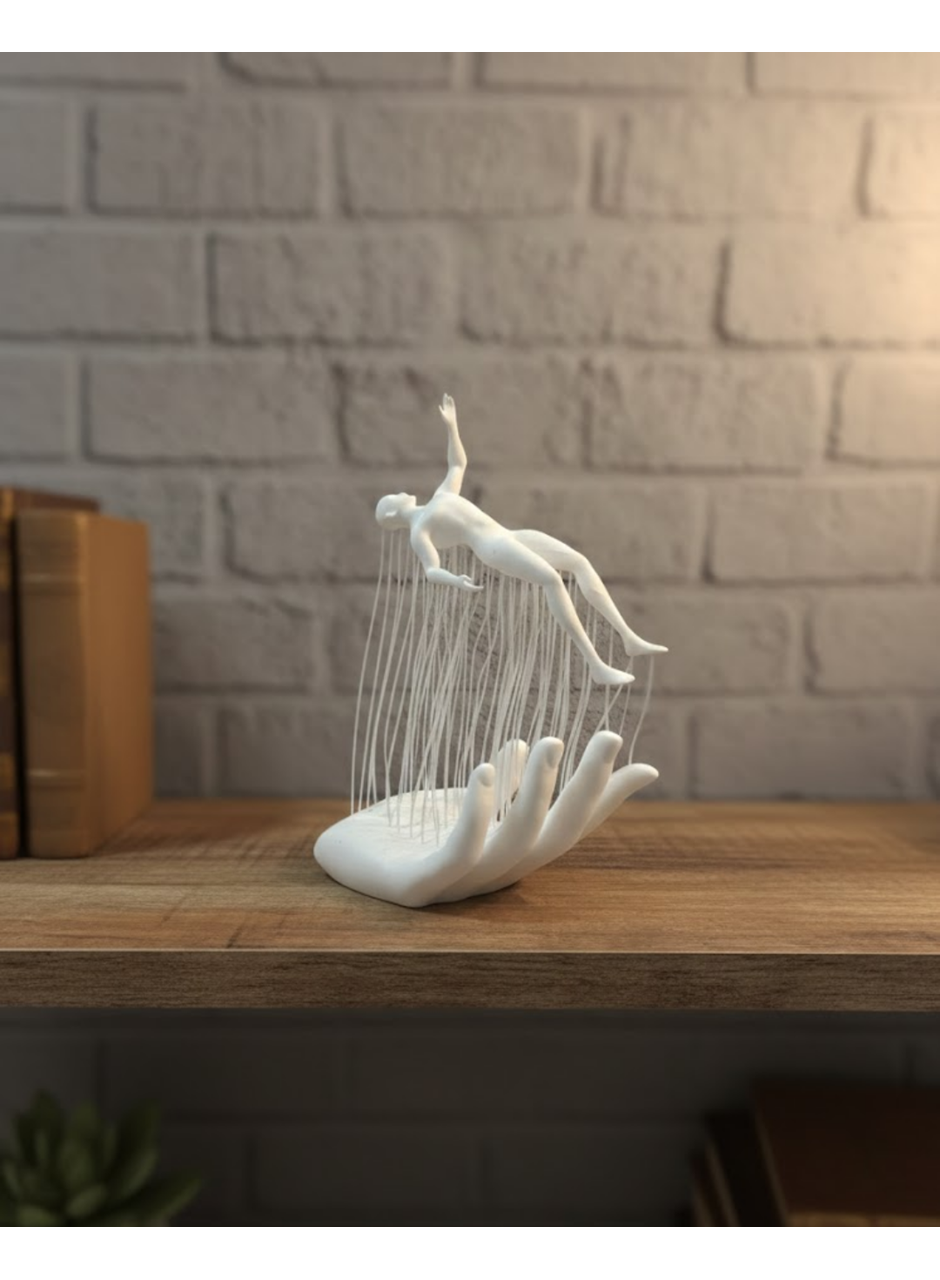 3D El Formlu İnsan Figürü Beyaz Modern Ev ve Ofis Dekoru