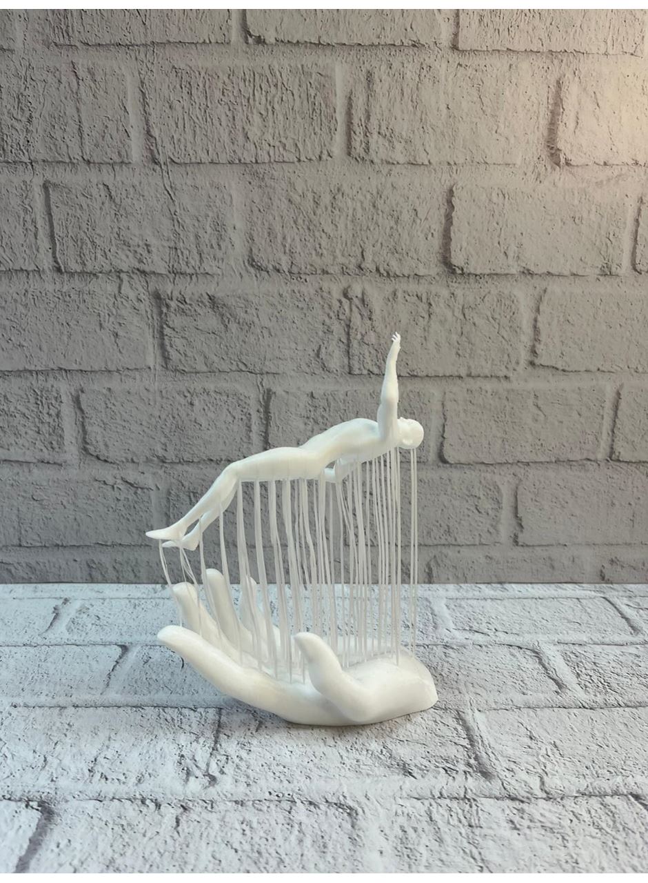 3D El Formlu İnsan Figürü Beyaz Modern Ev ve Ofis Dekoru