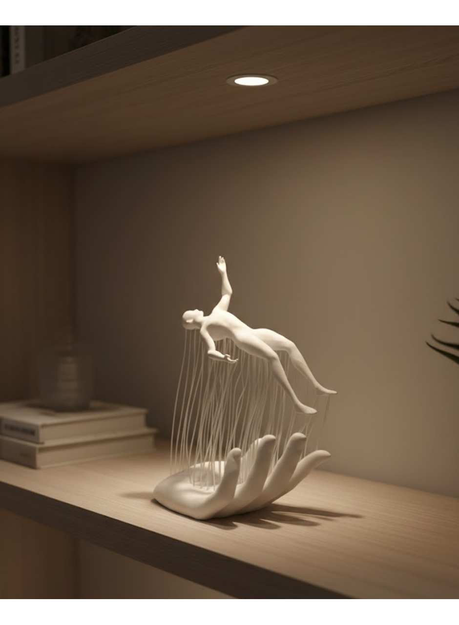 3D El Üzerinde İnsan Figürü Beyaz Minimal Masa Üstü Dekor