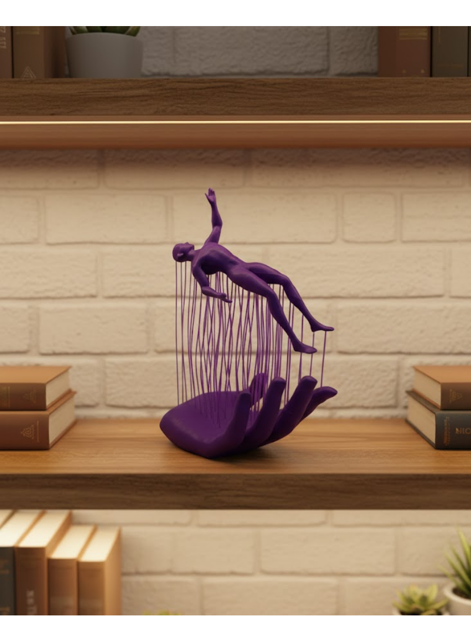 3D El Formlu İnsan Figürü Mor Özgün Sanat Biblosu 12x18 cm