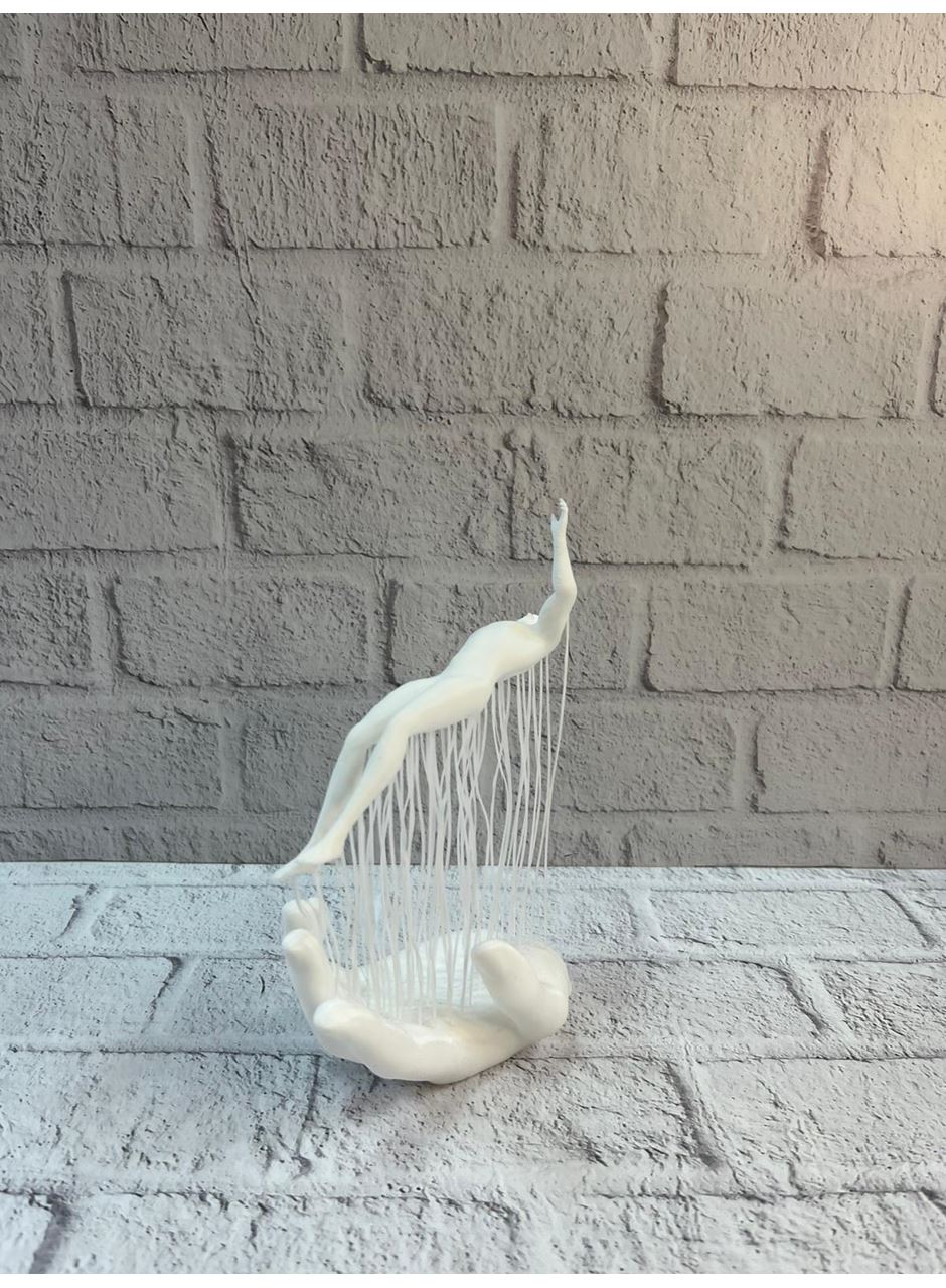 3D El Üzerinde İnsan Figürü Beyaz Minimal Masa Üstü Dekor