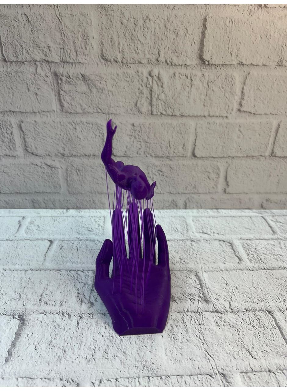 3D El Formlu İnsan Figürü Mor Özgün Sanat Biblosu 12x18 cm