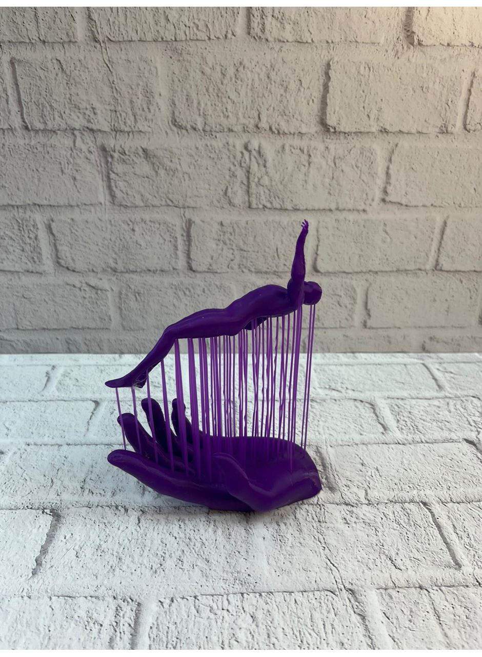 3D El Formlu İnsan Figürü Mor Özgün Sanat Biblosu 12x18 cm