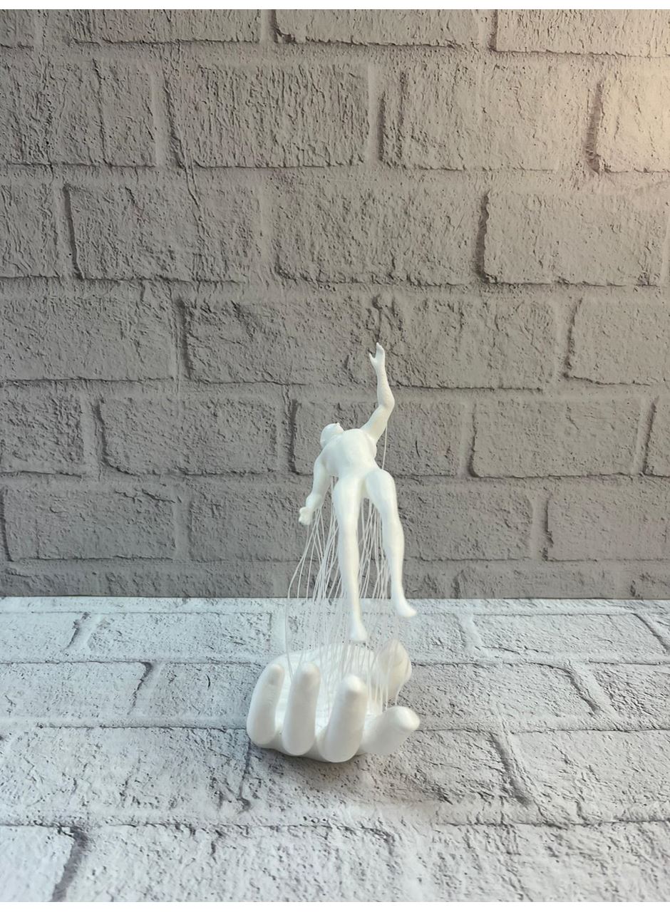 3D El Üzerinde İnsan Figürü Beyaz Minimal Masa Üstü Dekor