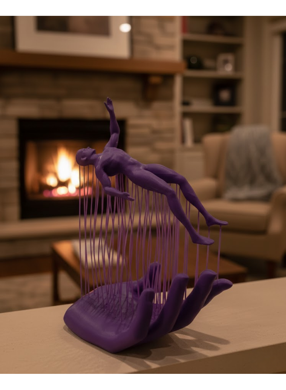 3D El İnsan Figürü Mor Modern Masa Üstü Ev ve Ofis Dekoru