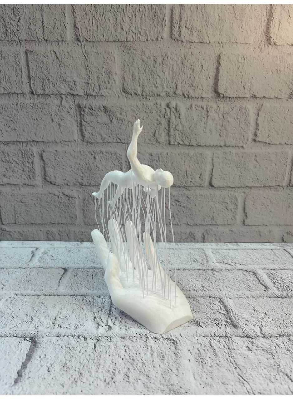 3D El İnsan Figürü Beyaz Modern Sanatsal Dekoratif Biblo