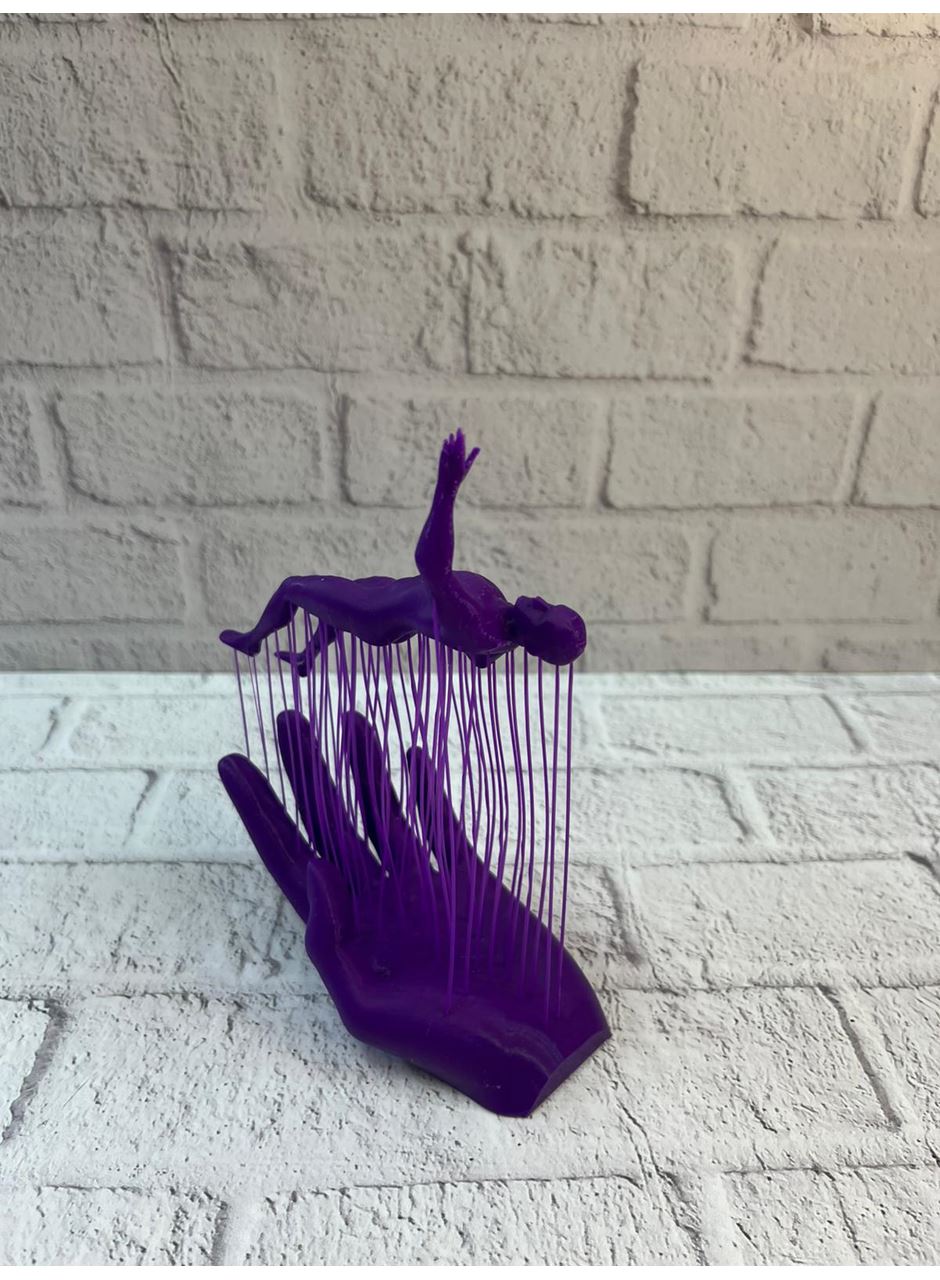 3D El İnsan Figürü Mor Modern Sanatsal Dekoratif Biblo 12x18 cm