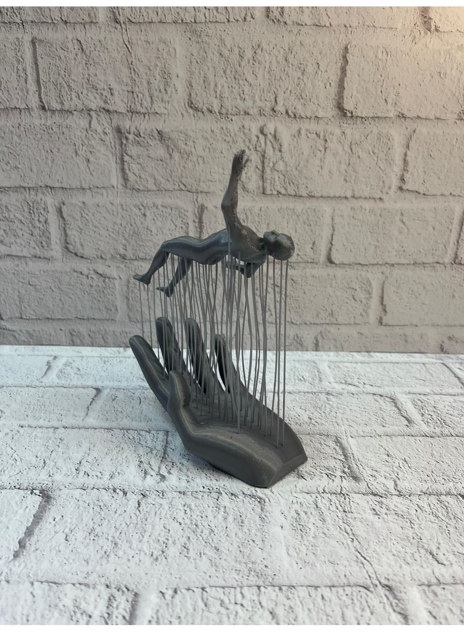 3D El Formlu İnsan Figürü Gri Soyut Tasarım Dekoratif Biblo