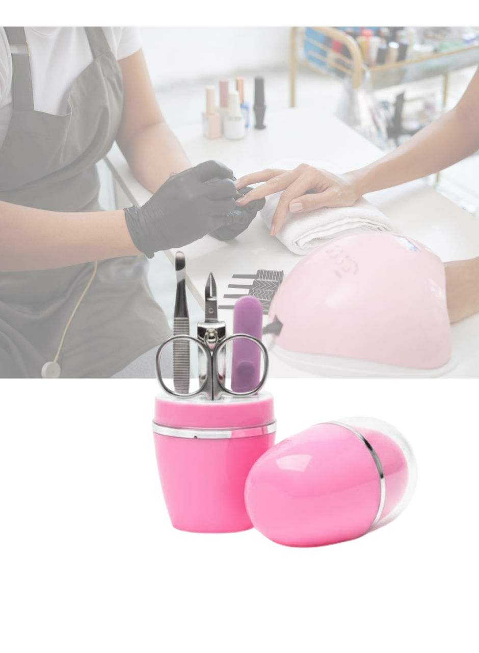 Tırnak Bakım Manikür Pedikür Seti 4 Parça Pembe Kompakt Taşınabilir Tasarım