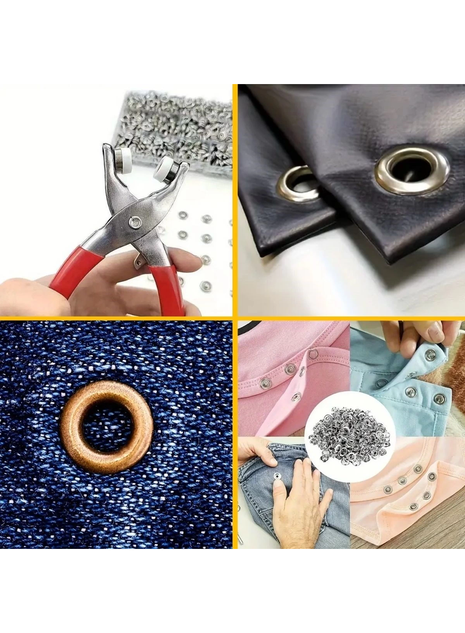 200 Adet Paslanmaz Çelik Çıtçıt Ve Pense Seti Metal Çıt Çıt Makinesi (