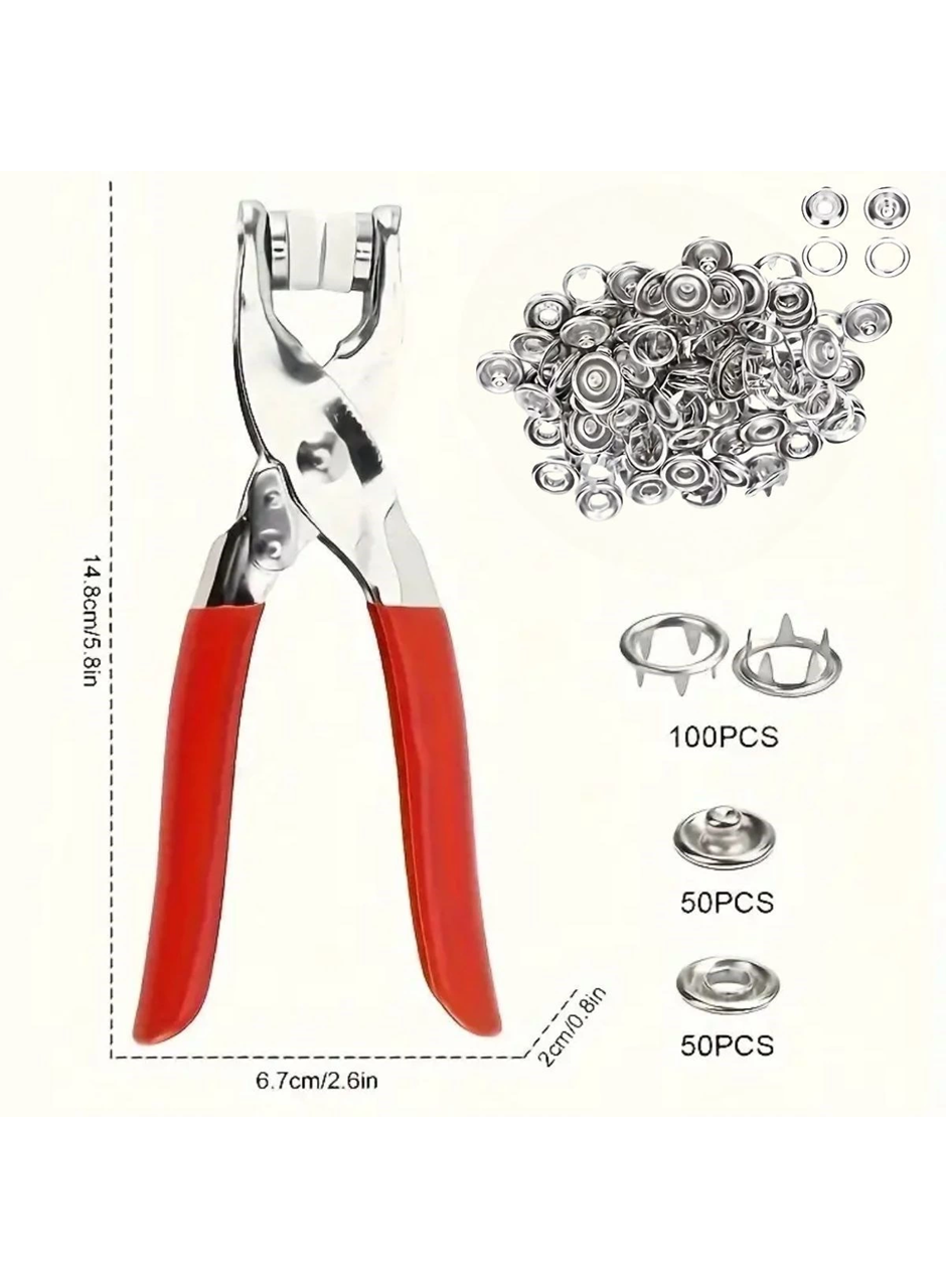 200 Adet Paslanmaz Çelik Çıtçıt Ve Pense Seti Metal Çıt Çıt Makinesi (