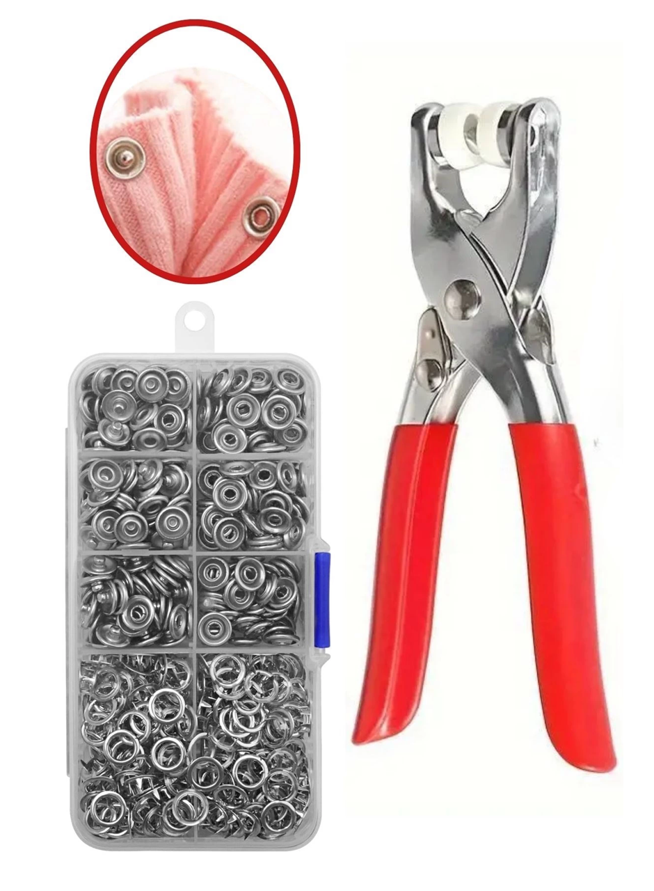 200 Adet Paslanmaz Çelik Çıtçıt Ve Pense Seti Metal Çıt Çıt Makinesi (