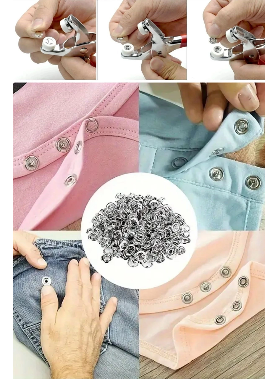 200 Adet Paslanmaz Çelik Çıtçıt Ve Pense Seti Metal Çıt Çıt Makinesi (