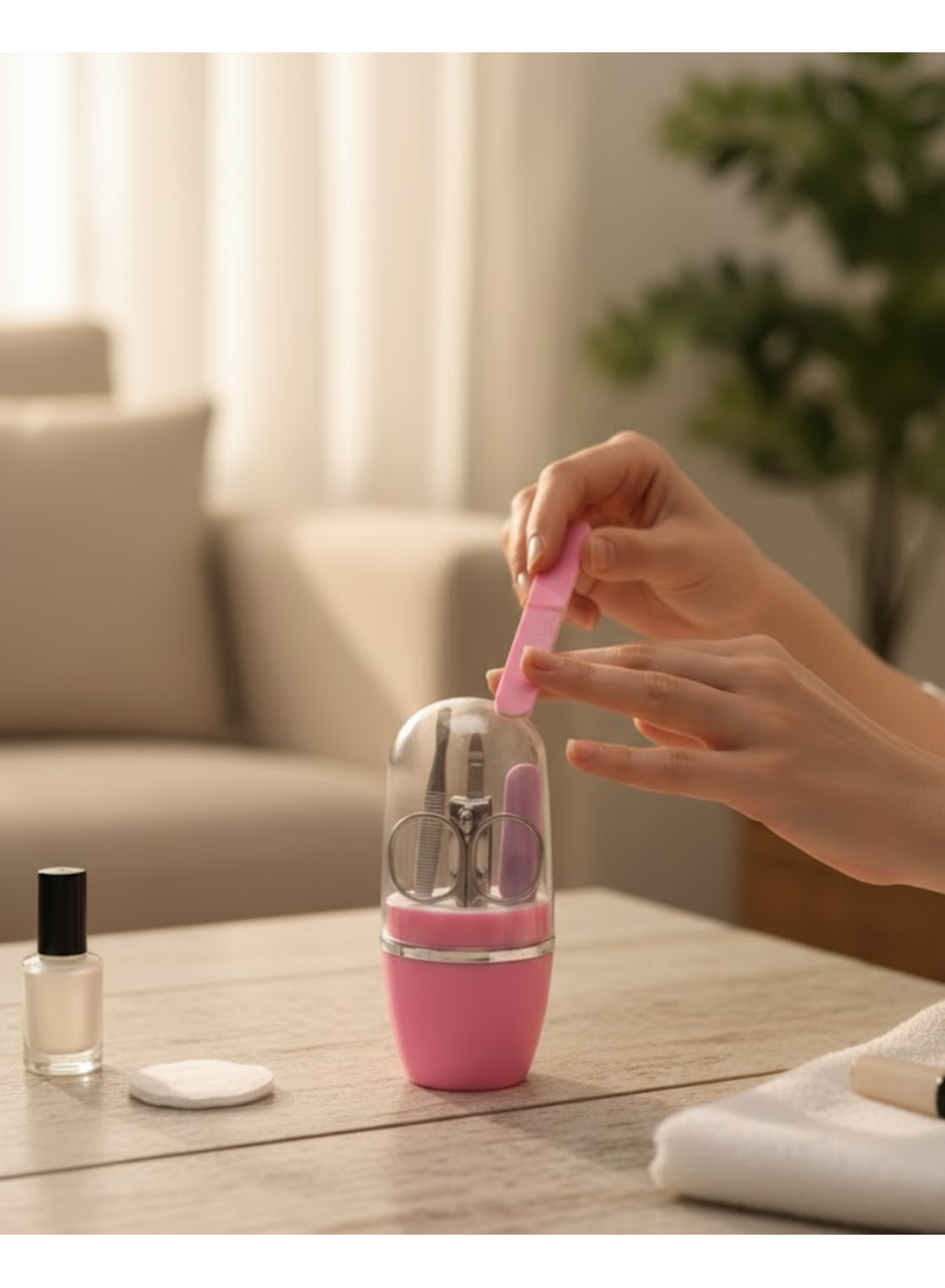 Tırnak Bakım Manikür Pedikür Seti 4 Parça Pembe Minimal ve Dayanıklı