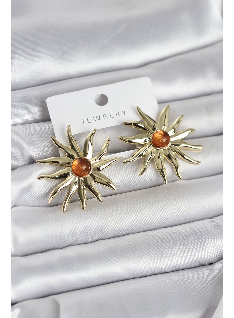 Güneş Model Gold Renk Pirinç Kadın Küpe