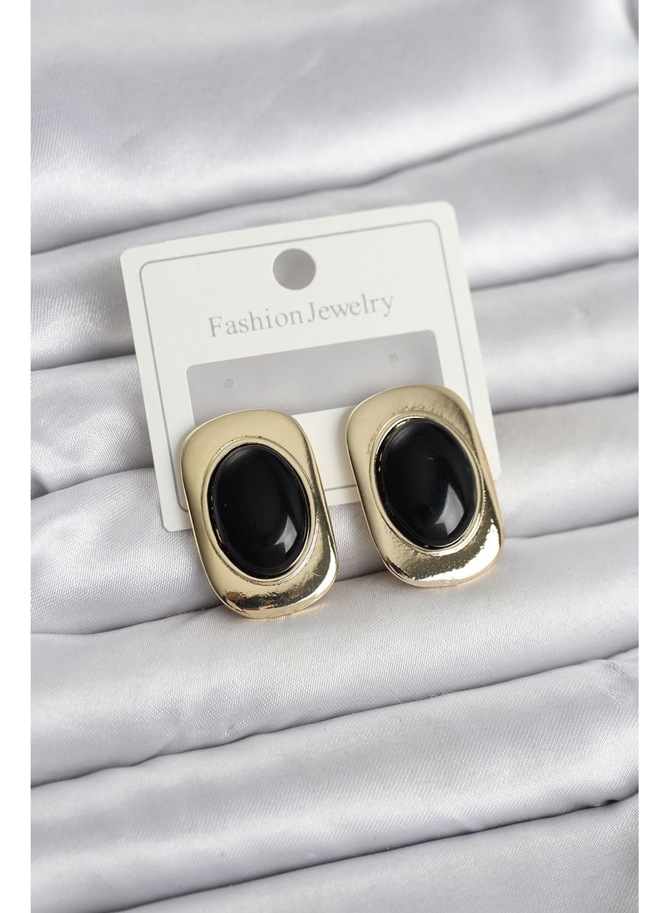 Siyah Renk Kare Model Vintage Kadın Küpe