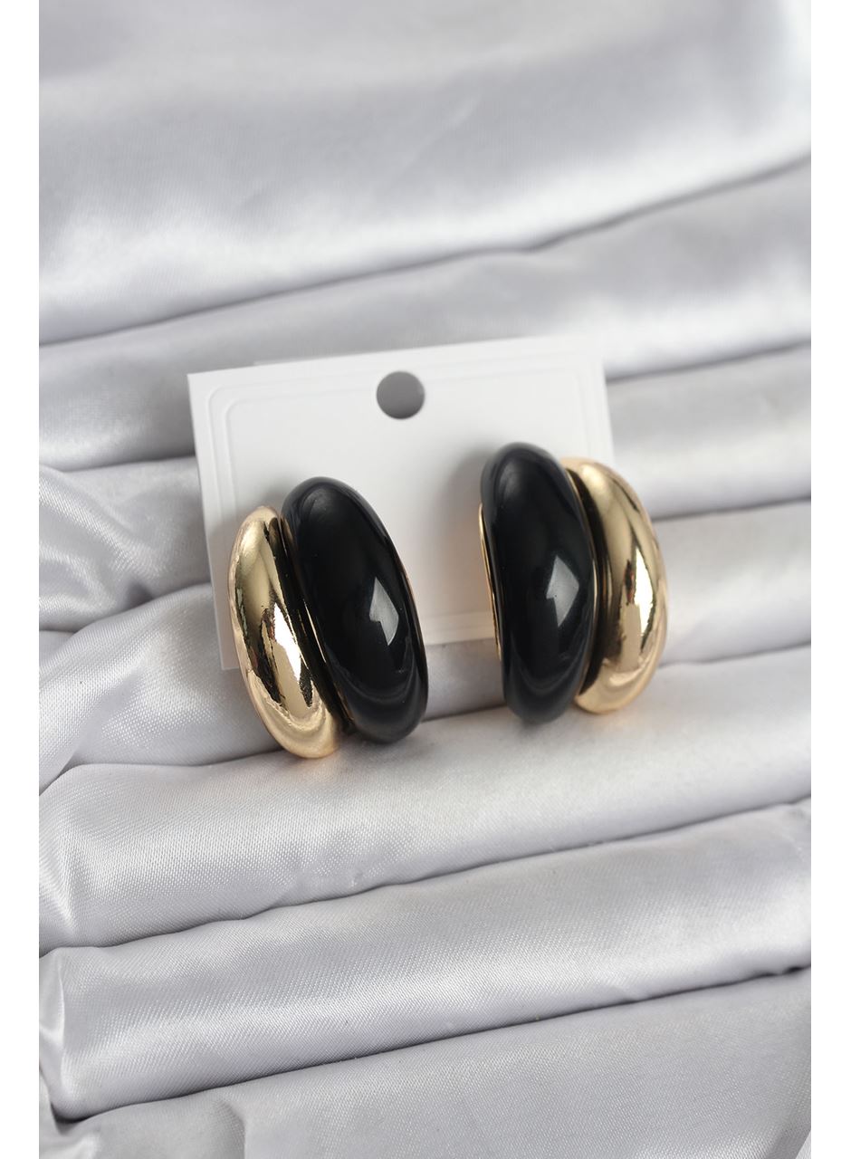 Damla Model Siyah Vintage Gold Renk Kadın Küpe