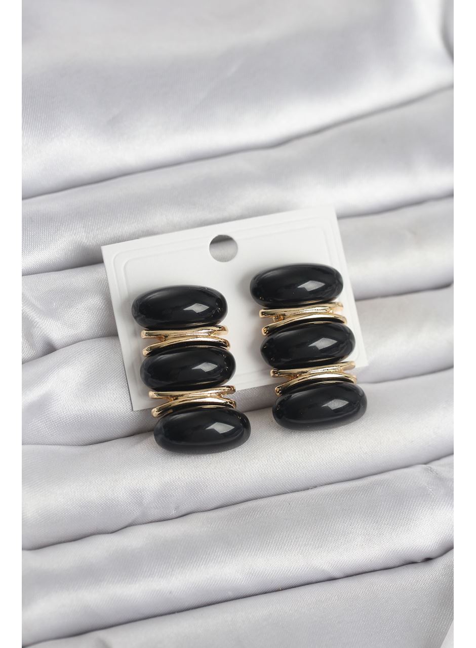 Siyah Vintage Model Gold Renk Kadın Küpe