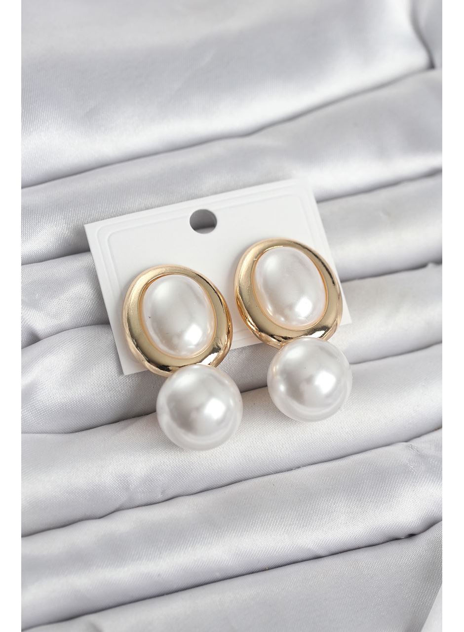 Pirinç Gold Renk Model İncili Kadın Küpe