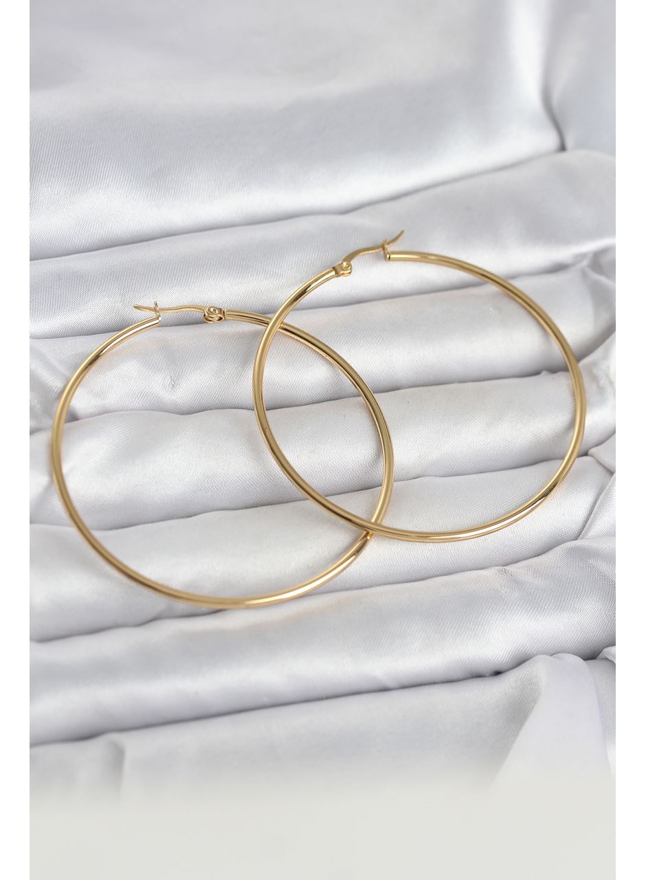 316L Çelik Gold Renk 60 mm Halka Kadın Küpe