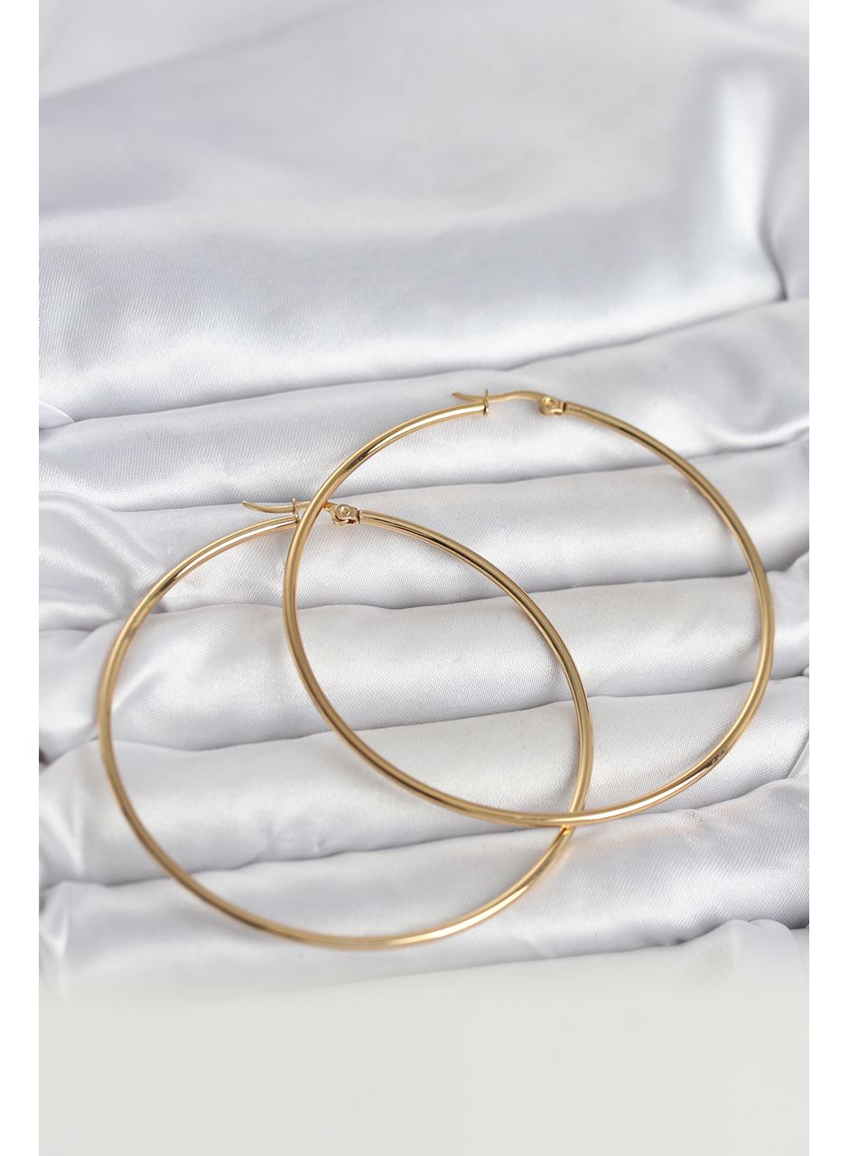 316L Çelik Gold Renk 70 mm Kadın Halka Küpe